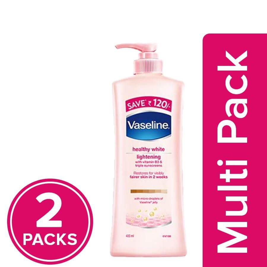 Vaseline Healthy Bright Daily Brightening Body Lotion, 2x400 ml (Multipack)